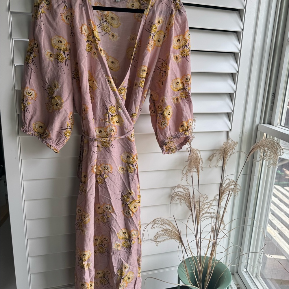 Madewell Pink Floral Wrap Dress